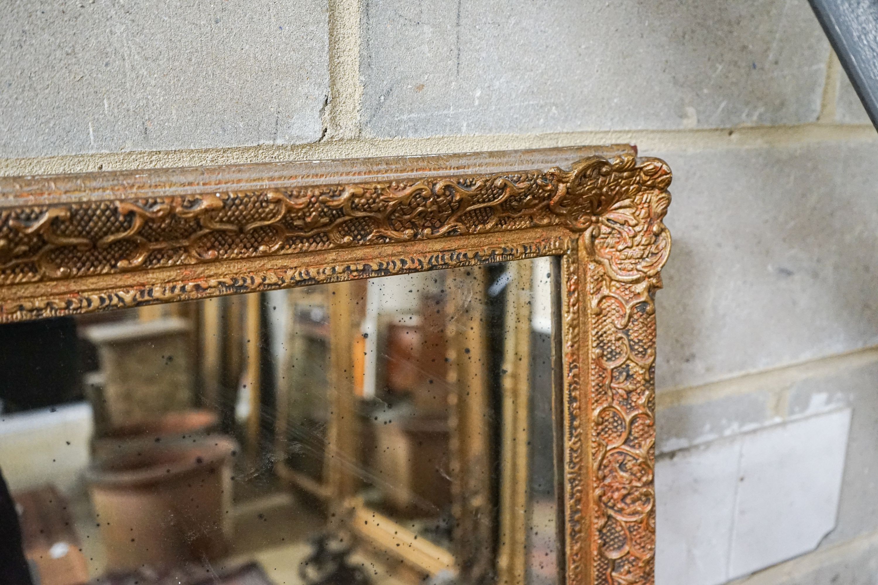 A large Victorian style rectangular wall mirror, width 188cm, height 138cm